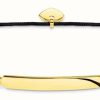 Jewelry Thomas Sabo Jewellery | Thomas Sabo Little Secret Classic Gold Plated Bar Black Cord Bracelet