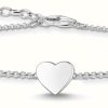 Jewelry Thomas Sabo Jewellery | Thomas Sabo Sterling Silver Plain Heart Bracelet 16-19Cm