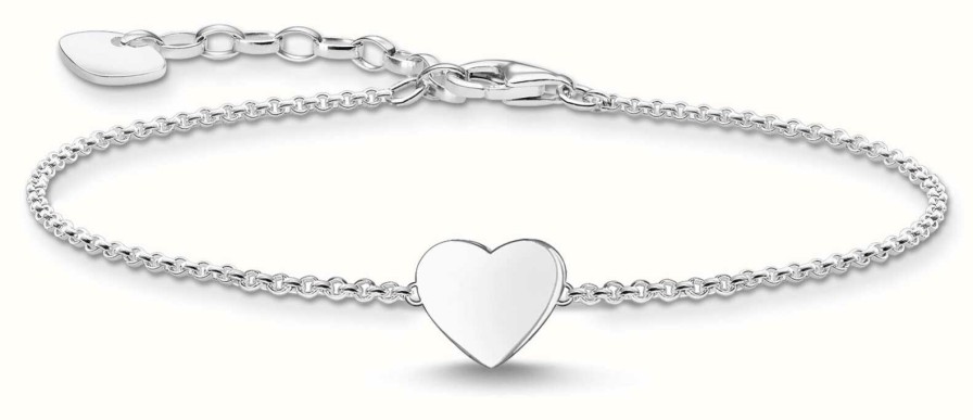 Jewelry Thomas Sabo Jewellery | Thomas Sabo Sterling Silver Plain Heart Bracelet 16-19Cm