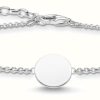 Jewelry Thomas Sabo Jewellery | Thomas Sabo Sterling Silver Plain Disc Bracelet 16-19Cm