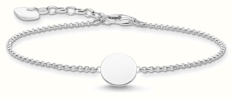 Jewelry Thomas Sabo Jewellery | Thomas Sabo Sterling Silver Plain Disc Bracelet 16-19Cm