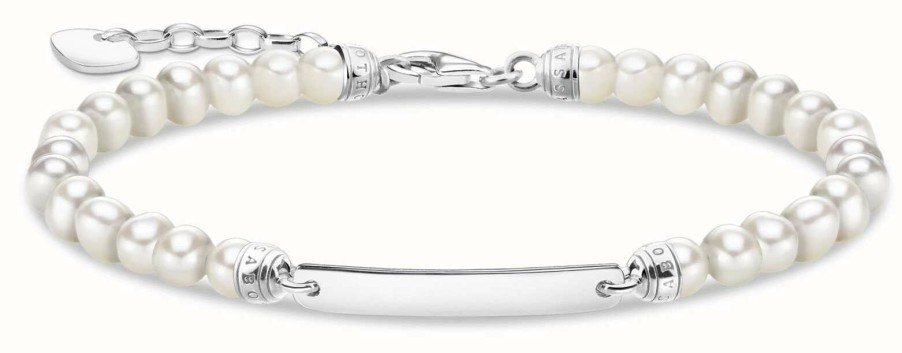 Jewelry Thomas Sabo Jewellery | Thomas Sabo Sterling Silver Bar Pearl Bead Bracelet