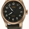 Men'S ORIS | Oris Big Crown Propilot Big Date Bronze Automatic (41Mm) Black Dial / Green Textile Strap