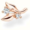 Jewelry Thomas Sabo Jewellery | Thomas Sabo Leaves With White Stones Rose Gold Single Ear Stud