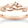 Jewelry Thomas Sabo Jewellery | Thomas Sabo Leaves With White Stones Rose Gold Ring