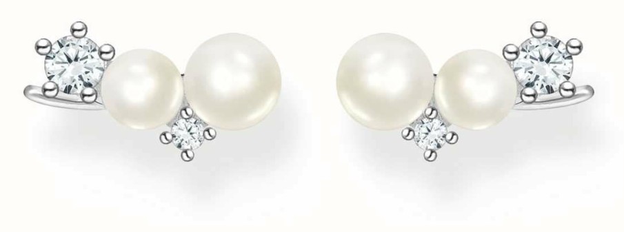 Jewelry Thomas Sabo Jewellery | Thomas Sabo Pearl Cubic Zirconia Ear Climber Earrings