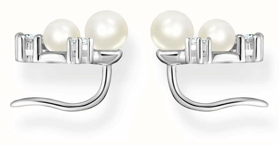 Jewelry Thomas Sabo Jewellery | Thomas Sabo Pearl Cubic Zirconia Ear Climber Earrings