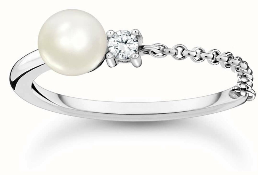 Jewelry Thomas Sabo Jewellery | Thomas Sabo Pearl Stone Chain Sterling Silver Ring