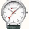 Men'S Mondaine | Mondaine Classic 40 Mm Park Green Textile Strap Watch