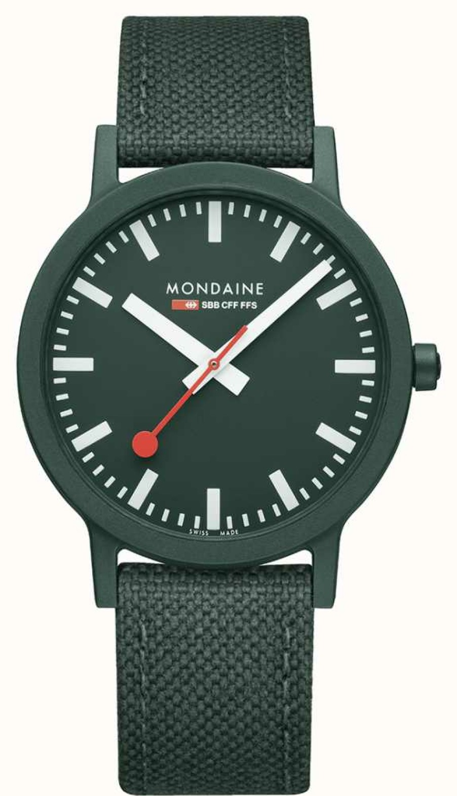 Men'S Mondaine | Mondaine Essence 41Mm | Park Green Strap | Green Dial