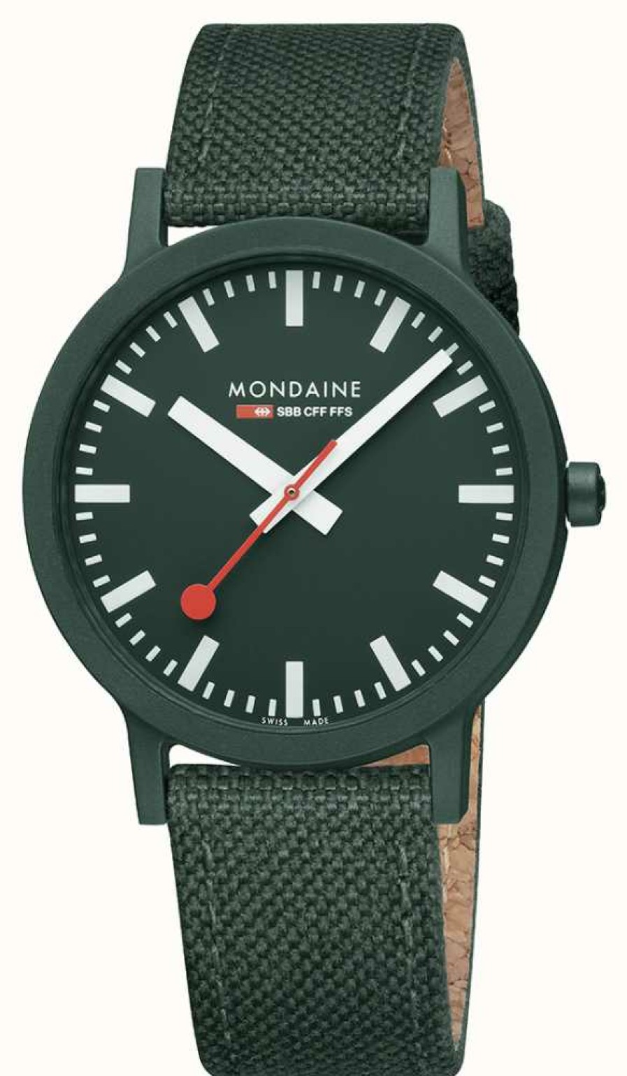 Men'S Mondaine | Mondaine Essence 41Mm | Park Green Strap | Green Dial