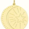 Jewelry James Moore | James Moore Th 9Ct Yellow Gold Moon And Stars Engraved Disc Pendant