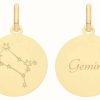 Jewelry James Moore | James Moore Th 9Ct Yellow Gold Gemini Star Constellation Disc Reversible Pendant