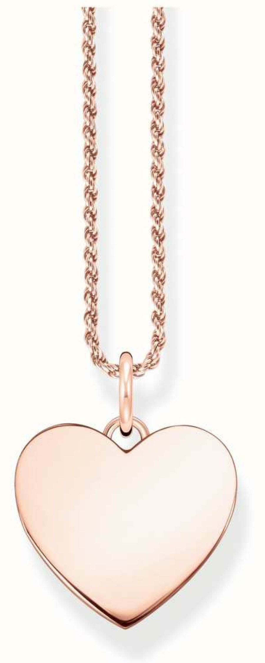 Jewelry Thomas Sabo Jewellery | Thomas Sabo Rose Gold Plain Heart Twist Chain Necklace 50Cm