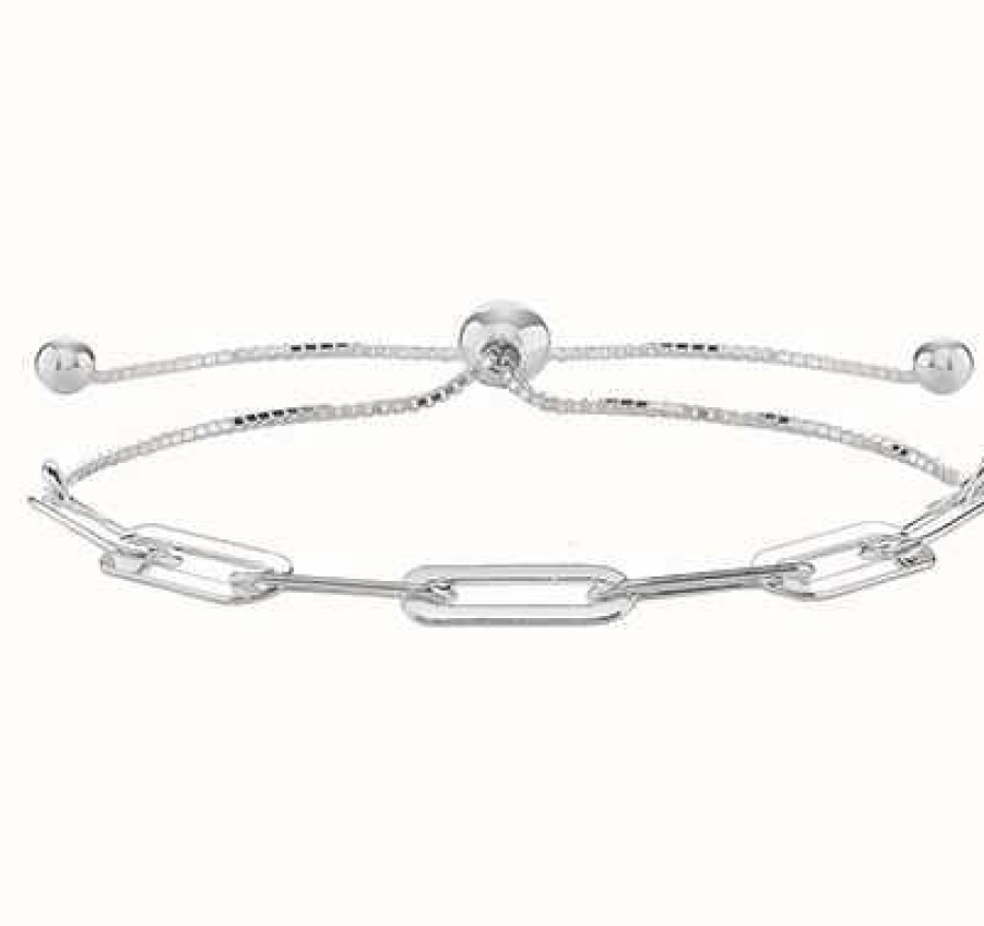 Jewelry James Moore | James Moore Th Silver Paperclip Pull Through Bracelet