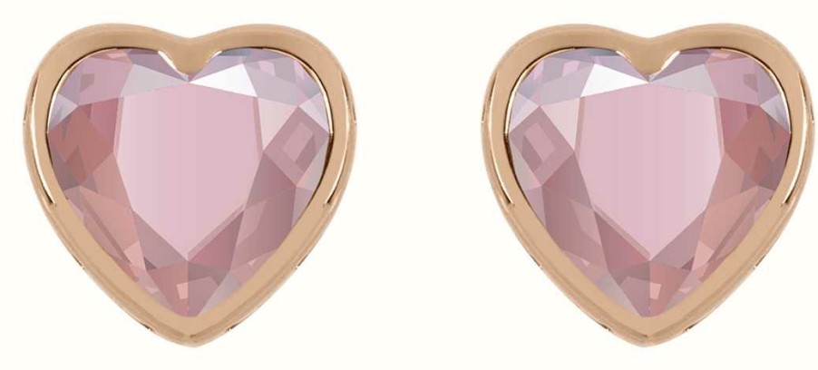 Jewelry Radley Jewellery | Radley Jewellery 18Ct Rose Gold Plated Pink Heart Stud Earrings