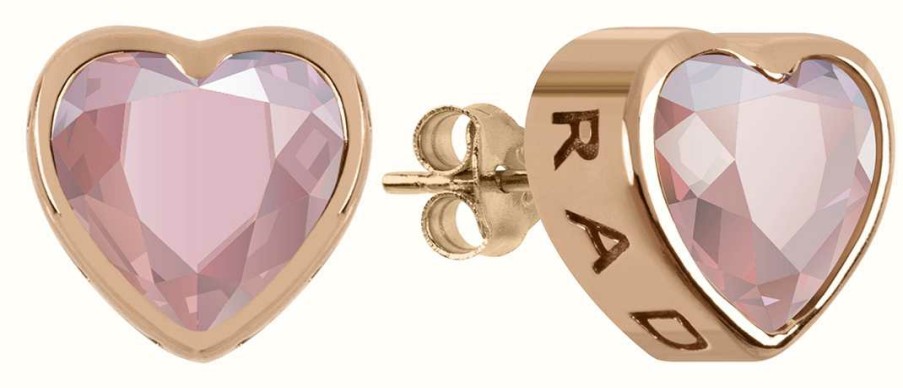 Jewelry Radley Jewellery | Radley Jewellery 18Ct Rose Gold Plated Pink Heart Stud Earrings