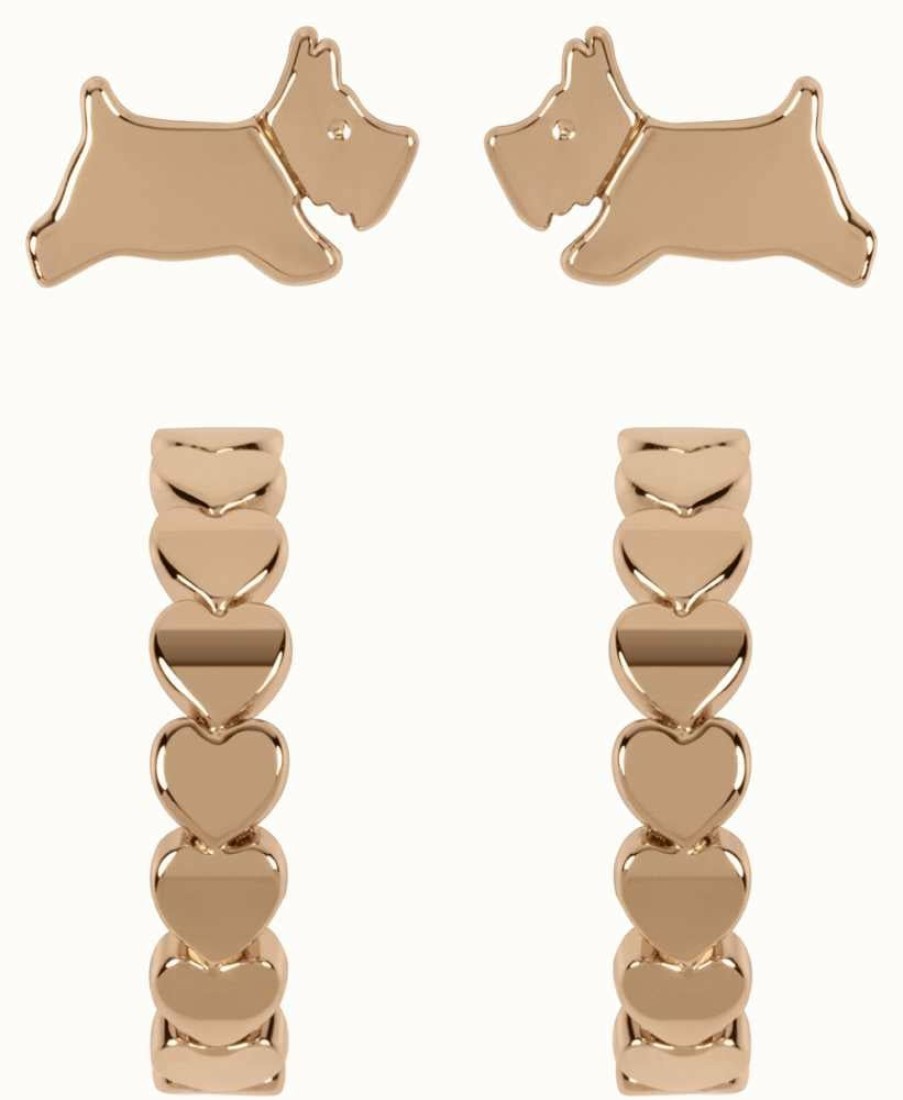 Jewelry Radley Jewellery | Radley Jewellery Fashion | Rose Gold Plated Sterling Silver Scottie Dog & Hoop Earring Set