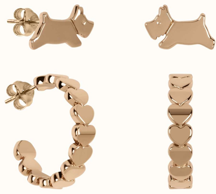 Jewelry Radley Jewellery | Radley Jewellery Fashion | Rose Gold Plated Sterling Silver Scottie Dog & Hoop Earring Set