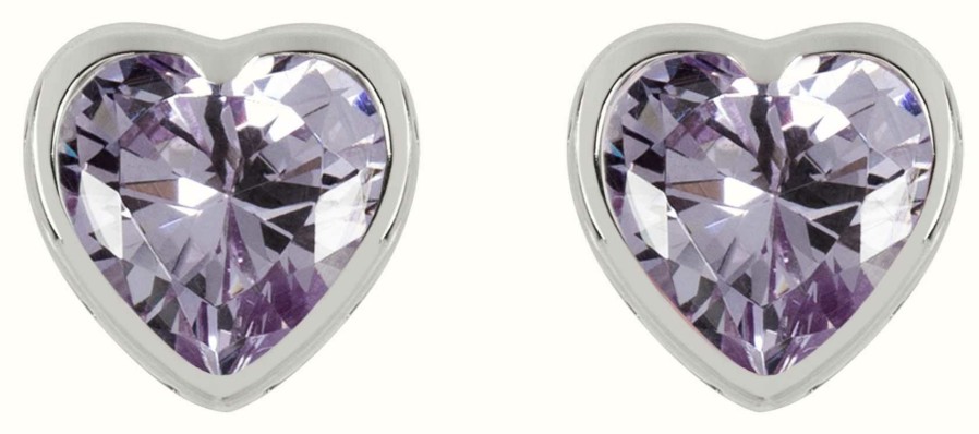 Jewelry Radley Jewellery | Radley Jewellery Fashion | Sterling Silver Purple Stone Heart Stud Earrings