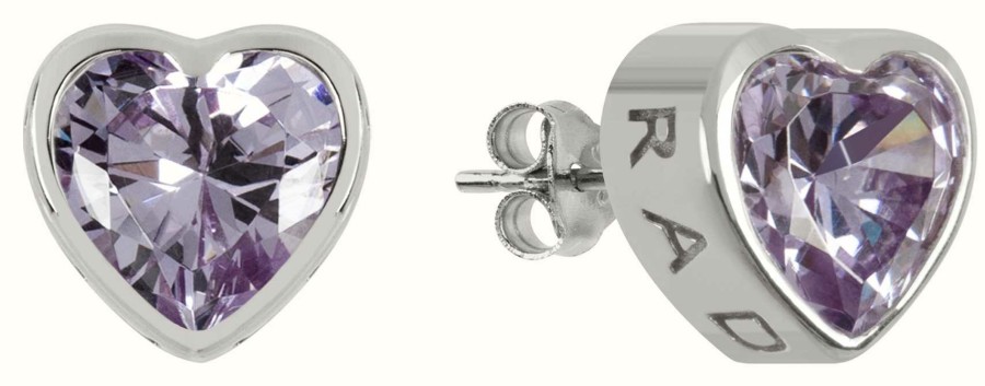 Jewelry Radley Jewellery | Radley Jewellery Fashion | Sterling Silver Purple Stone Heart Stud Earrings