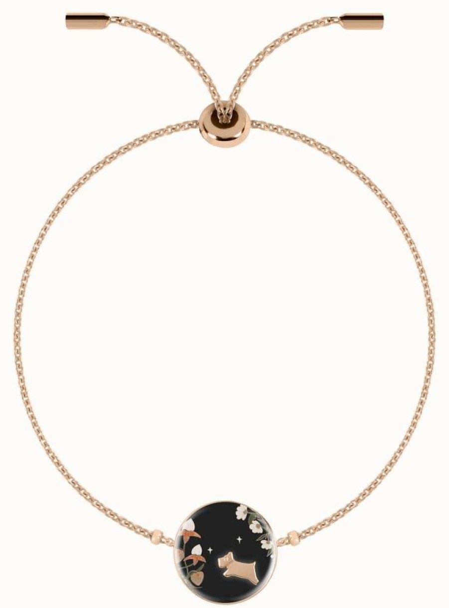 Jewelry Radley Jewellery | Radley Jewellery Fashion | Rose Gold Plated Bracelet | Black Floral Circle Charm