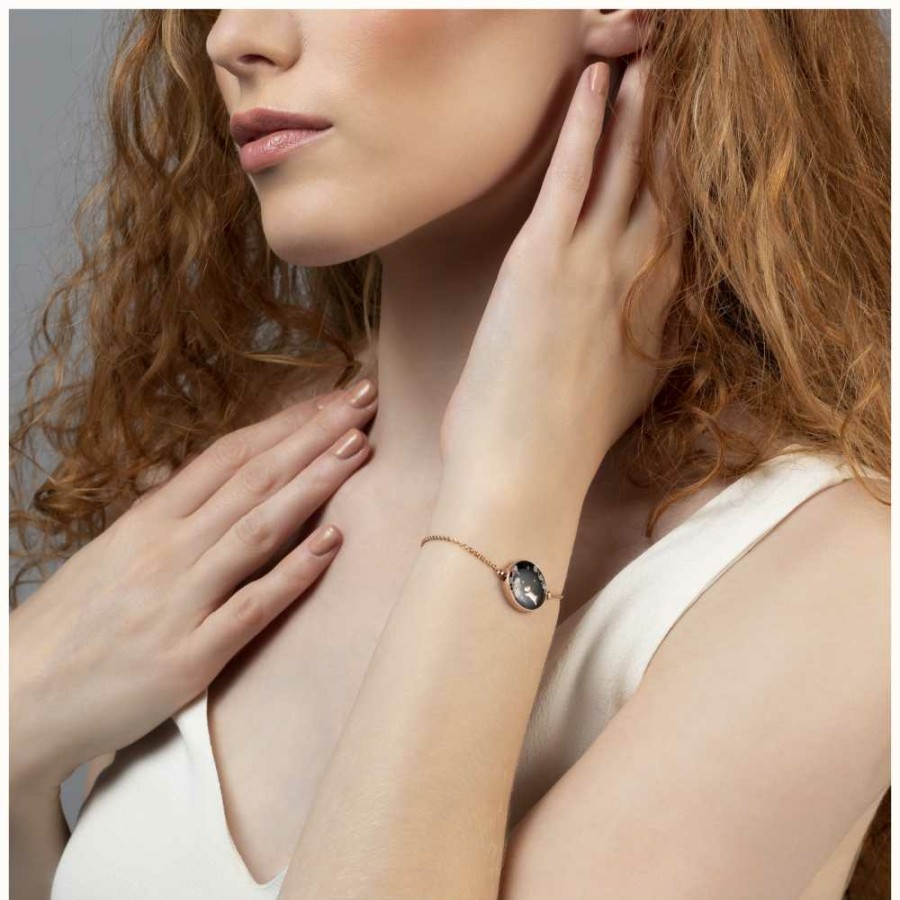 Jewelry Radley Jewellery | Radley Jewellery Fashion | Rose Gold Plated Bracelet | Black Floral Circle Charm