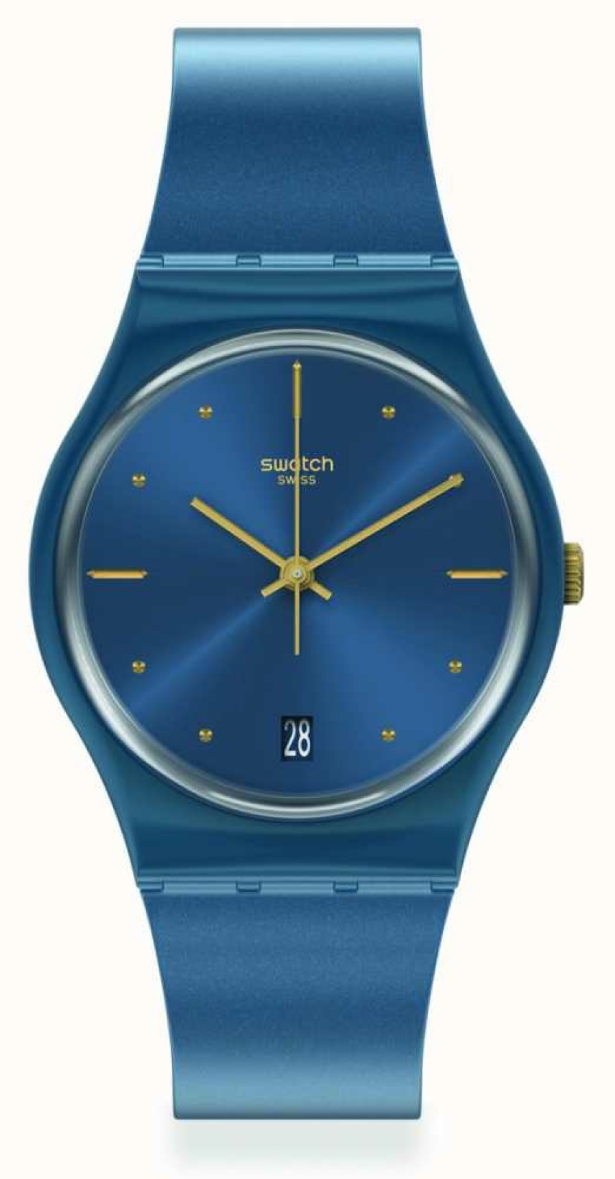 Men'S Swatch | Swatch Pearlyblue Silicone Strap Watch