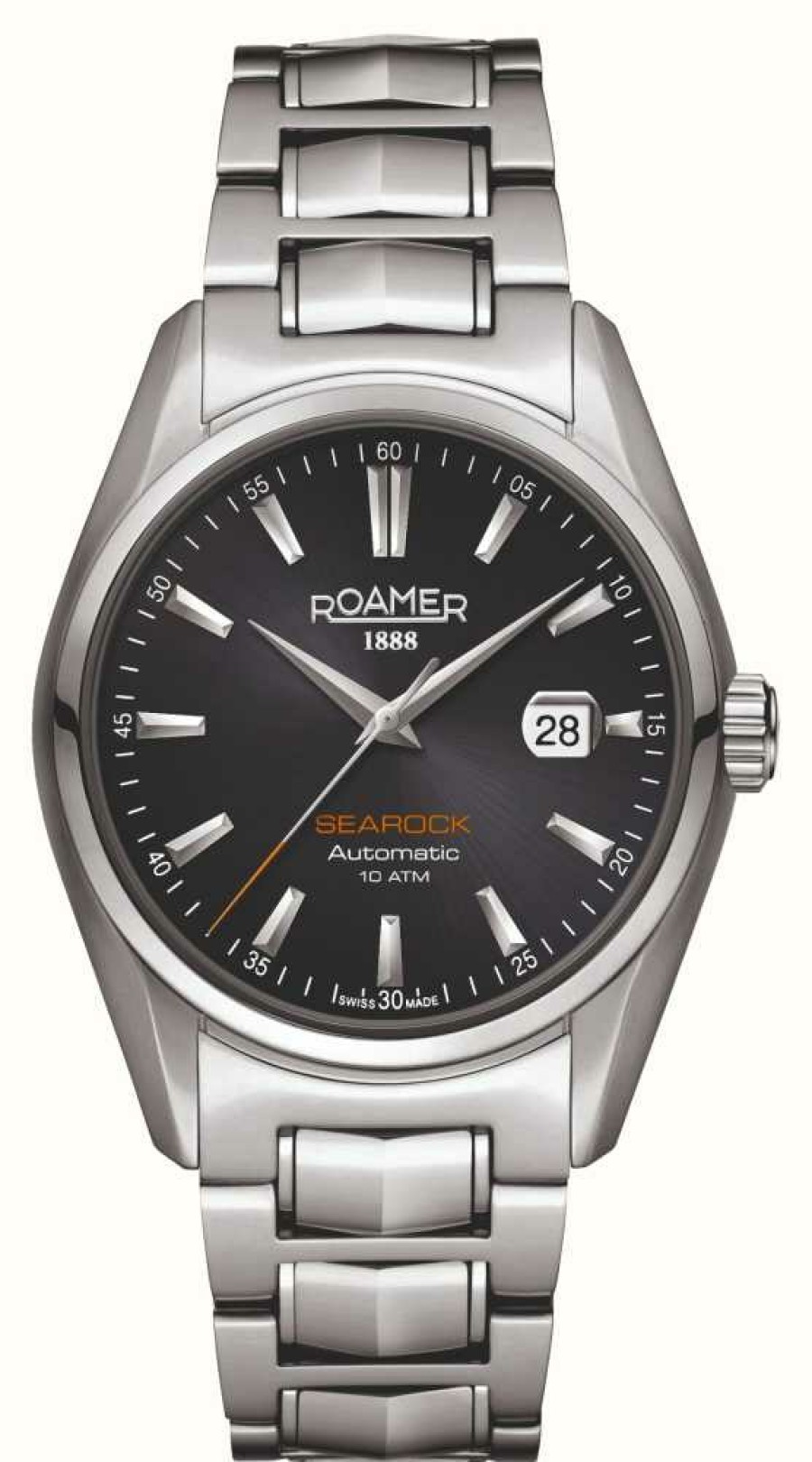 Men'S Roamer | Roamer Searock Automatic Black Dial Steel Bracelet