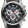 Men'S Roamer | Roamer Rockshell Mark Iii Chrono Black Dial Black Leather Strap