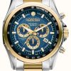 Men'S Roamer | Roamer Rockshell Mark Iii Chrono Blue Dial Gold Ip Bi-Colour Bracelet