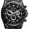 Men'S Roamer | Roamer Rockshell Mark Iii Chrono Black Dial Black Leather Strap