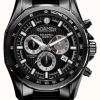 Men'S Roamer | Roamer Rockshell Mark Iii Chrono Black Dial Black Ip Bracelet