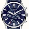 Men'S Roamer | Roamer Superior Chrono Blue Dial Black Leather Strap