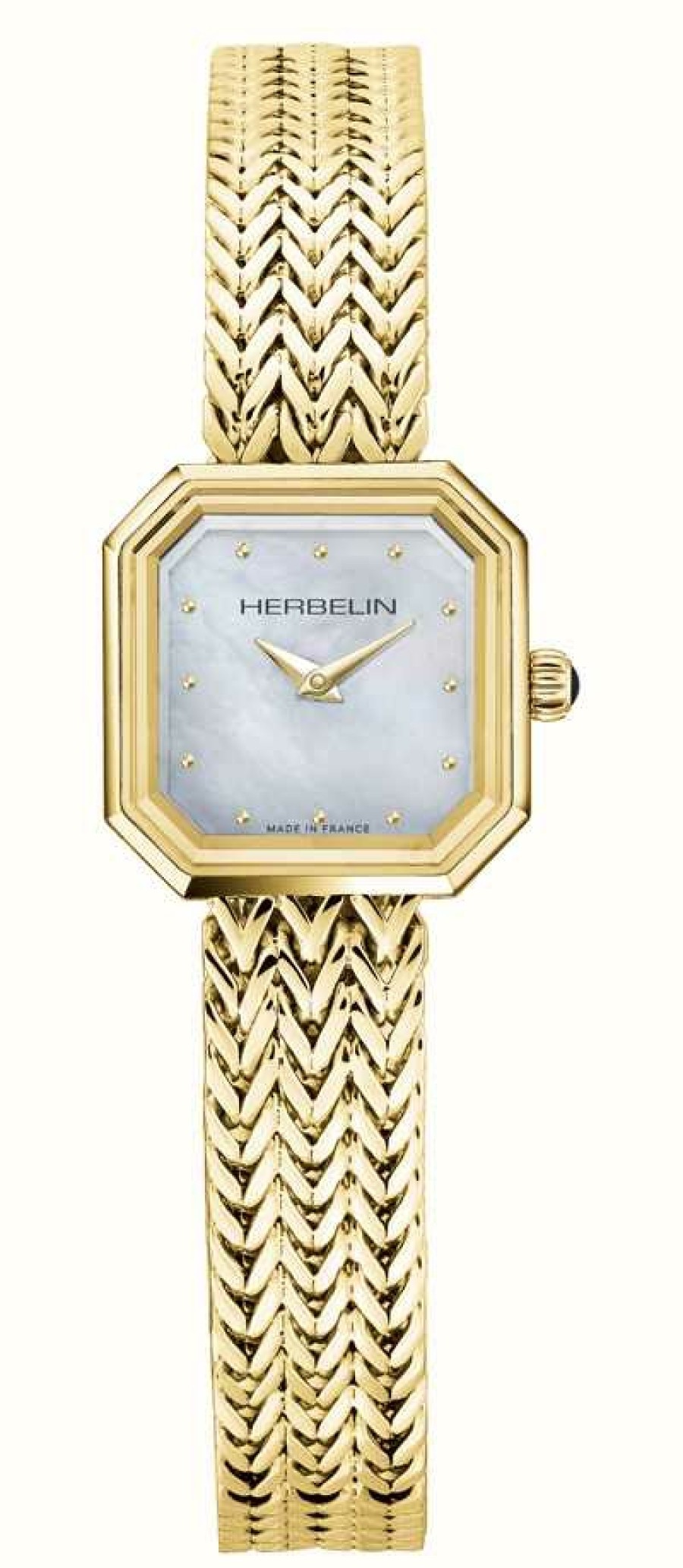 Women'S Herbelin | Herbelin Octogone (22Mm) White Mother Of Pearl Dial / Gold Plated Bracelet