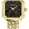 Women'S Herbelin | Herbelin Octogone (22Mm) Black Mother Of Pearl Dial / Gold Plated Bracelet