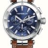 Men'S Herbelin | Herbelin Newport Chronograph (40.5Mm) Blue Dial / Brown Leather Strap