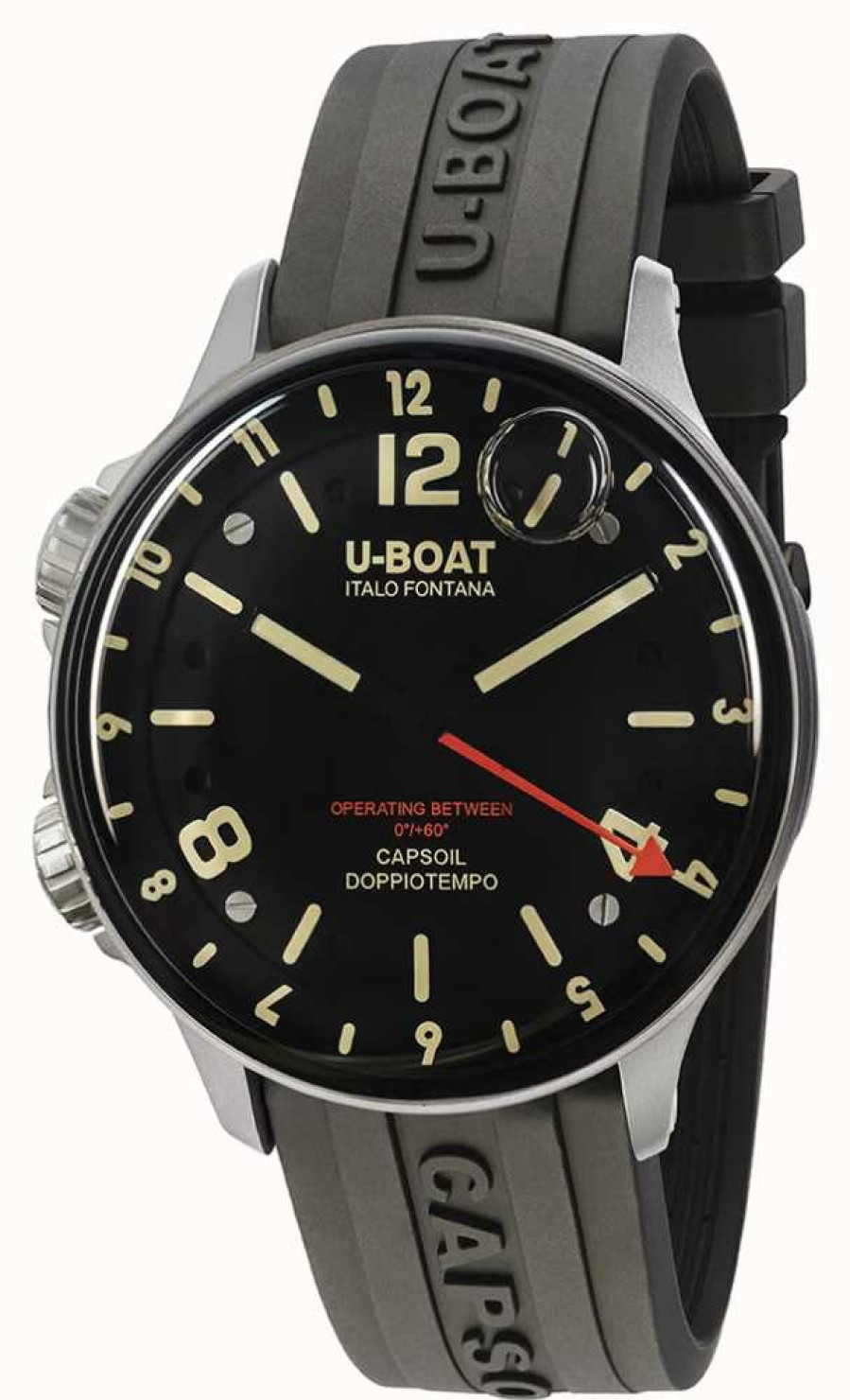 Men'S U-Boat | U-Boat Capsoil Doppotempo Ss | Black Rubber Strap