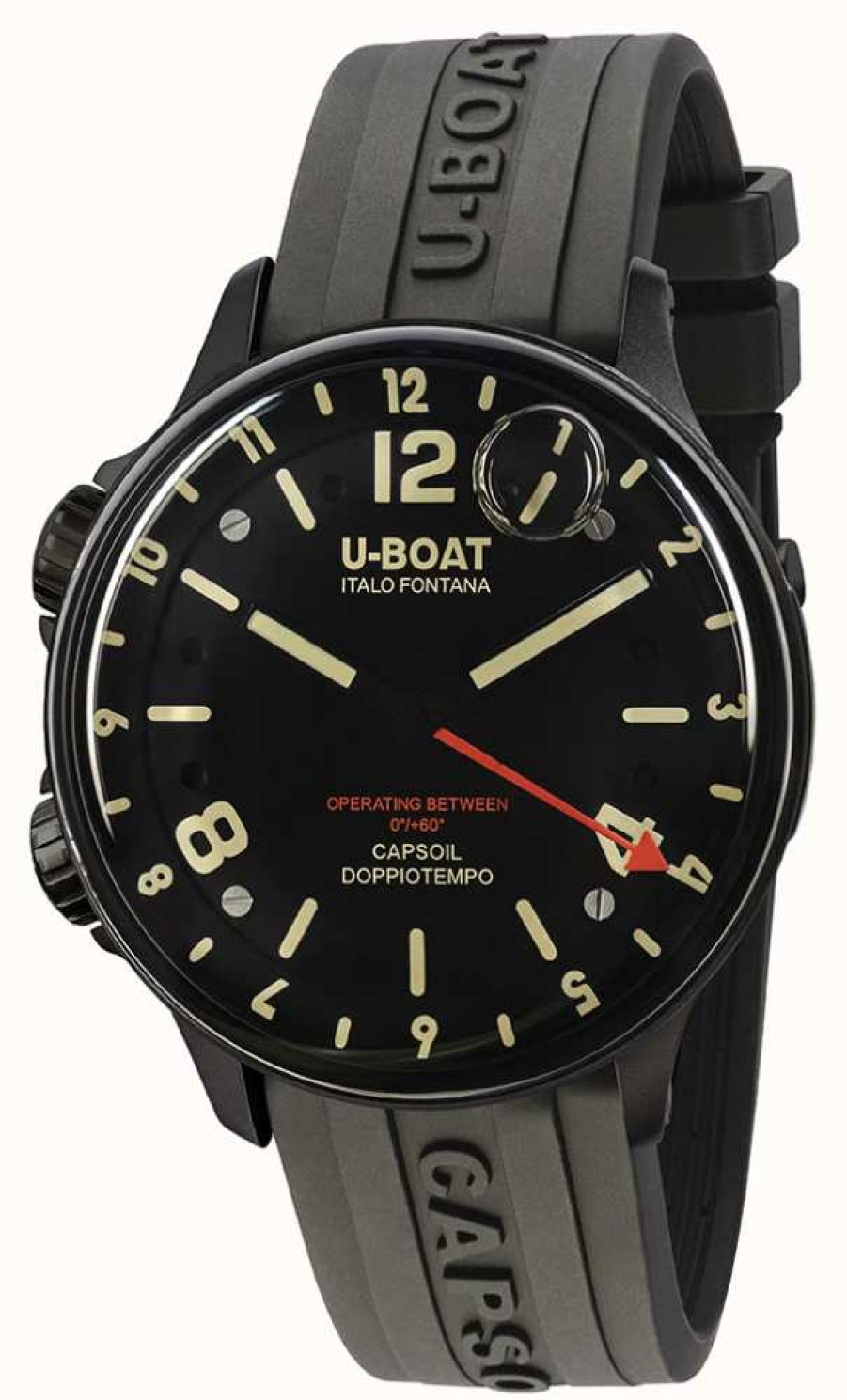 Men'S U-Boat | U-Boat Capsoil Doppotempo Dlc | Black Rubber Strap