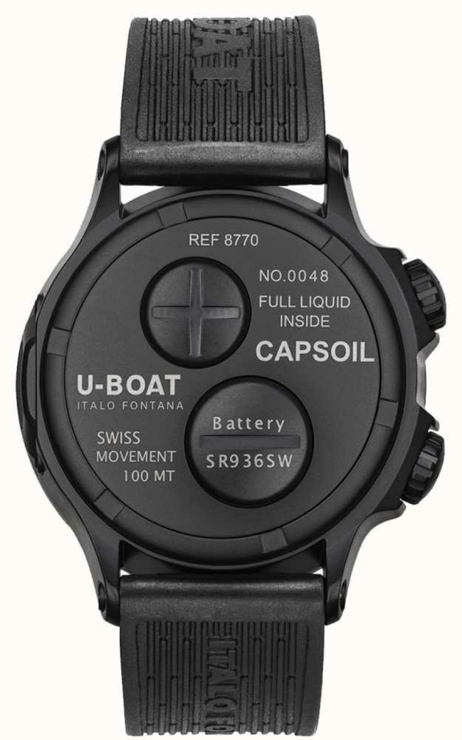 Men'S U-Boat | U-Boat Capsoil Doppotempo Dlc | Black Rubber Strap