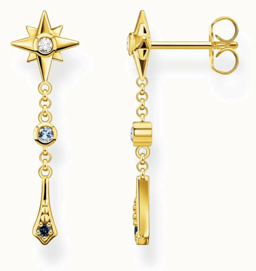 Jewelry Thomas Sabo Jewellery | Thomas Sabo Royalty Star Gold Plated Drop Earrings