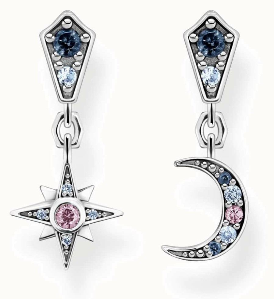 Jewelry Thomas Sabo Jewellery | Thomas Sabo Royalty | Sterling Silver Magic Star Stud Earrings | Moon & Star