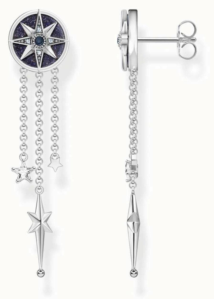 Jewelry Thomas Sabo Jewellery | Thomas Sabo Royalty Stars Sterling Silver Chain Drop Earrings