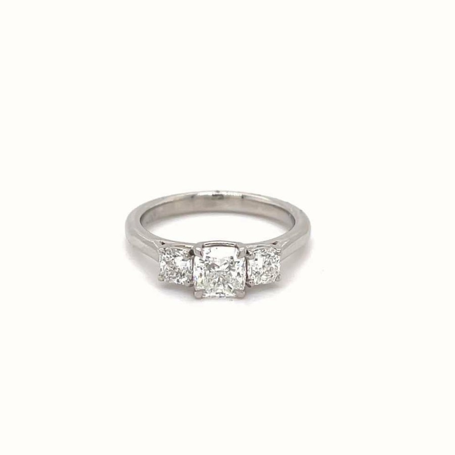 Jewelry GEMEX | Gemex Gia Certified Platinum 3 Stone Cushion Cut Ring 1.1.38Ct