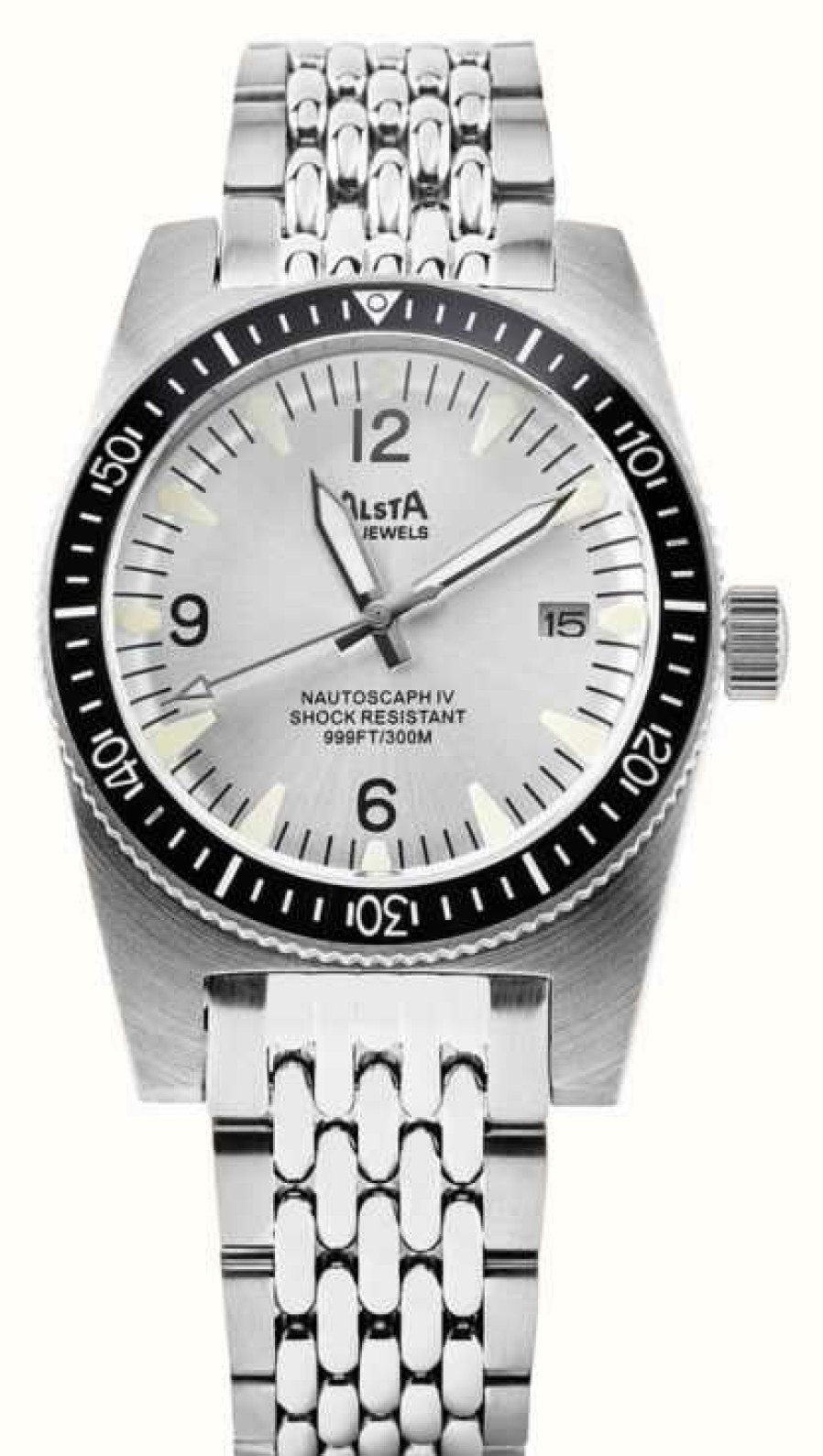 Men'S Alsta | Alsta Nautoscaph Iv Automatic Great White (300M) White Dial / Stainless Steel