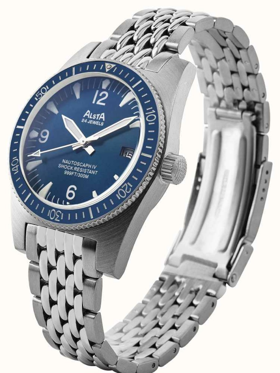 Men'S Alsta | Alsta Nautoscaph Iv Automatic (300M) Blue Dial / Stainless Steel