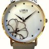 Women'S Limit | Limit Flower Detail White Dial / Grey Leather