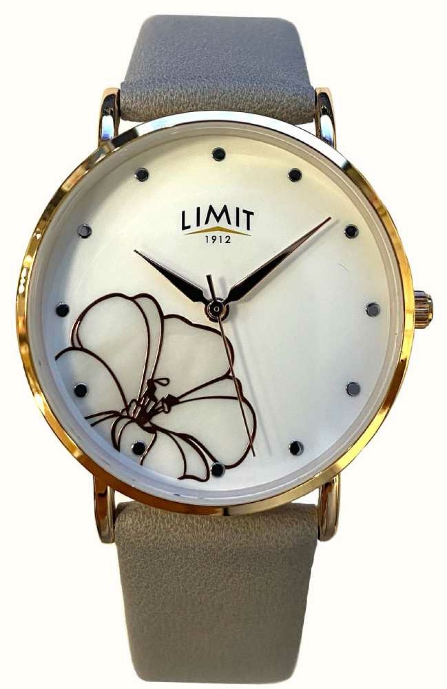 Women'S Limit | Limit Flower Detail White Dial / Grey Leather