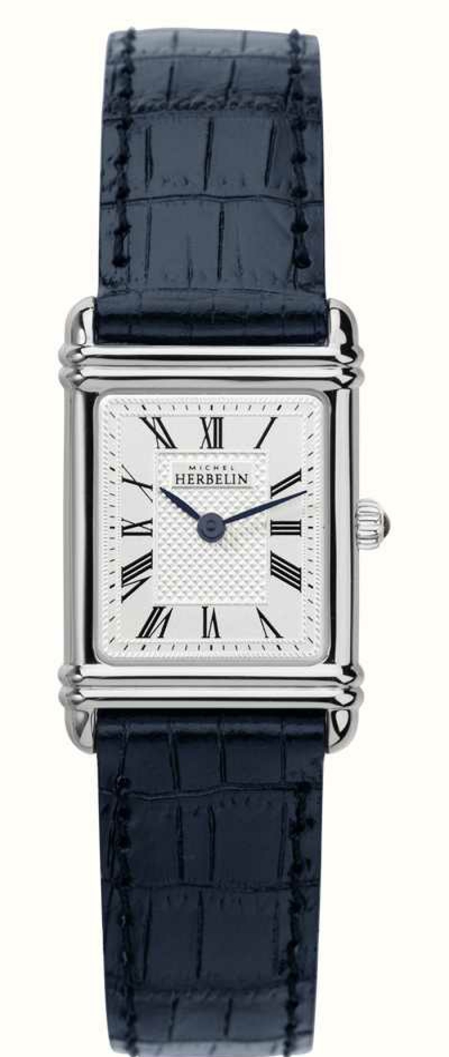 Women'S Herbelin | Herbelin Art Deco Blue Leather Strap Watch