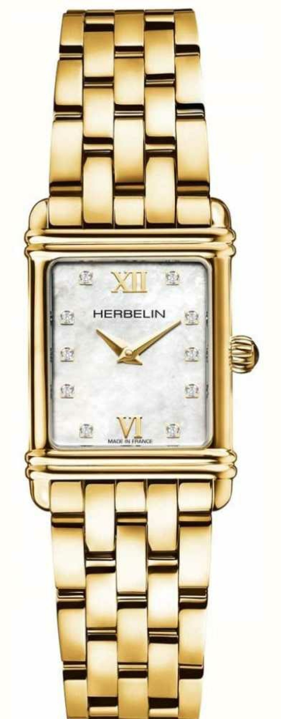 Women'S Herbelin | Herbelin Art Deco Women'S Diamond Set Mother Of Pearl Watch